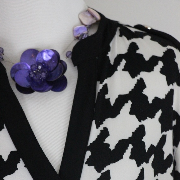 NY COLLECTION Black & White Geometric Print Dress - Picture 3 of 8